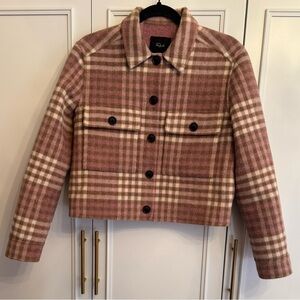 Rails Steffi Plaid Jacket Mauve Ivory Sepia Wool-Blend Size XS